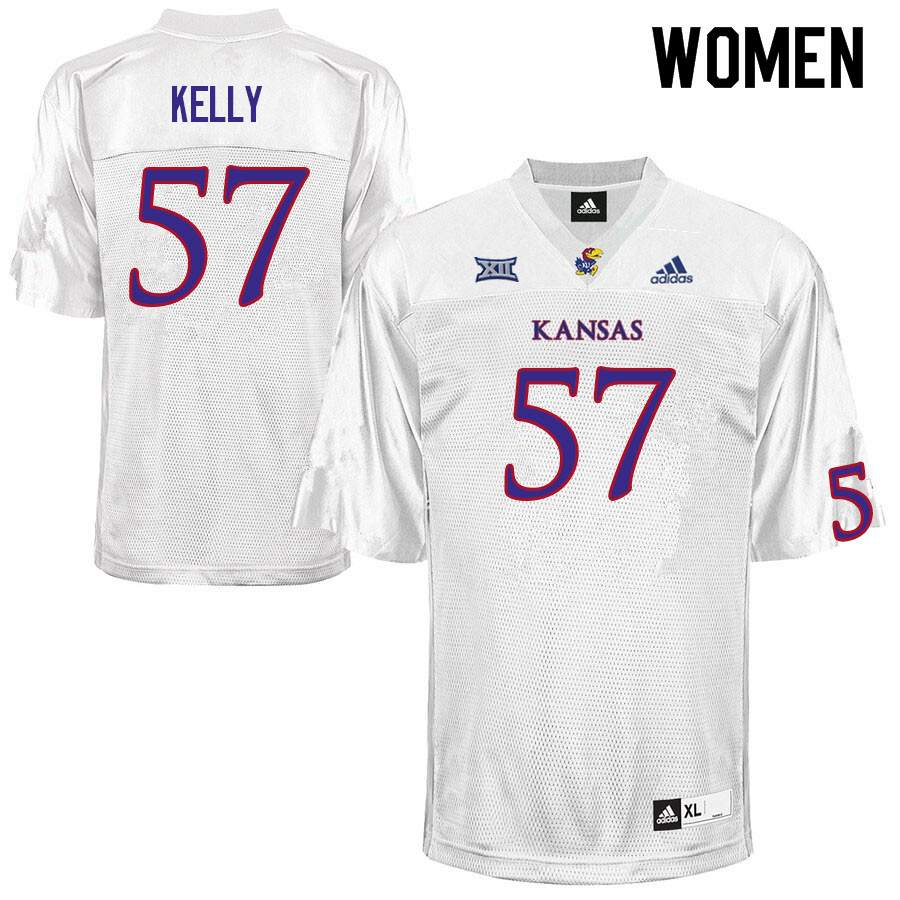 Women #57 Hank Kelly Kansas Jayhawks College Football Jerseys Sale-White - Click Image to Close